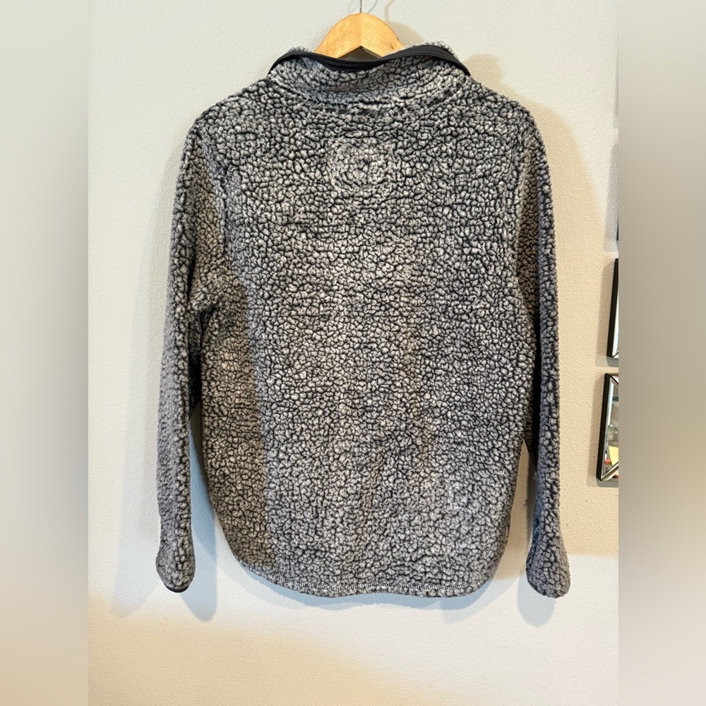 Cozy Sherpa Women's Gray Blue Faux Fleece Pullover 1/4 Zip Jacket Coat medium‎ - Picture 2 of 5
